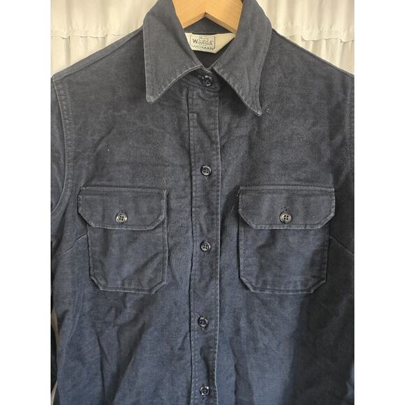 Woolrich Womens Vintage Corduroy Button Shirt Size 10 Shacket Jacket Dark Blue - Picture 3 of 11